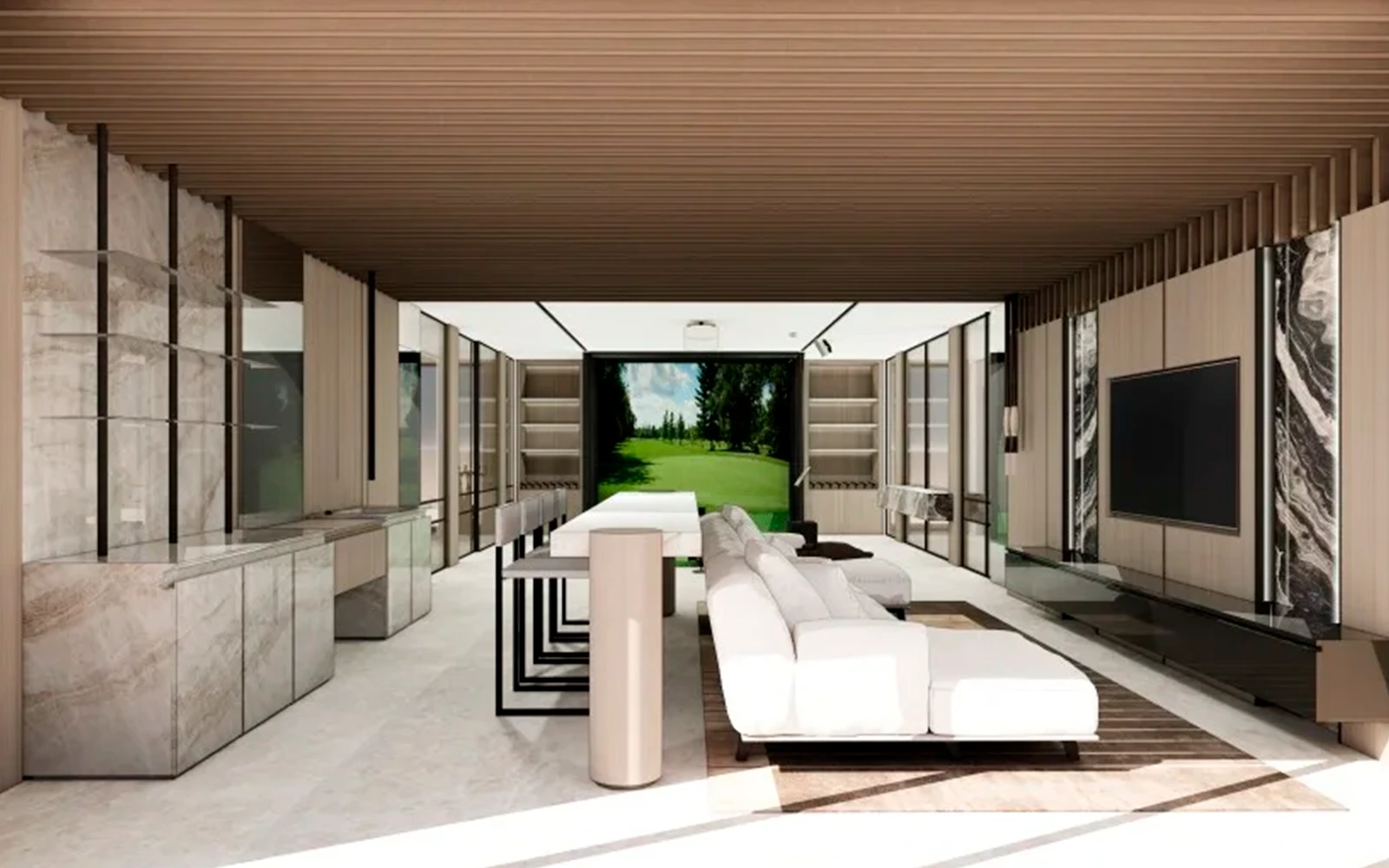 Oceanfront Estate with expansive open-plan living area, custom finishes and panoramic views